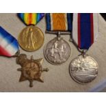 Set of WWI World War One Medals inc Royal Fleet Reserve Long Service & Good Conduct Medal