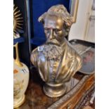 Bronze Effect Bust of Charles Dickens - 40cm tall