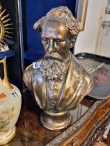 Bronze Effect Bust of Charles Dickens - 40cm tall