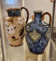 Pair of Antique Royal Doulton Slaters and Lambeth Water Jugs
