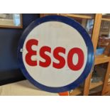 Vintage Metallic Esso Enamel Automotive Sign - Automobilia/Petroliana Interest, diameter 61cm