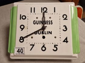 Vintage 1930's Tin Plate Clock with a Guinness Dublin decal to face - 21x25cm - Breweriana Interest