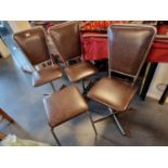 Retro 1970s Leather-Upholstered Kitchen Chairs and Stool - chairs 86cm high