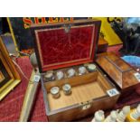 Edwardian Walnut Jewellery Box + Vintage Jars - 26x19x15.5cm