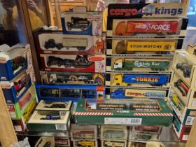 One Shelf of Die-Cast Toys and Trucks Lorries inc Corgi and CargoKings