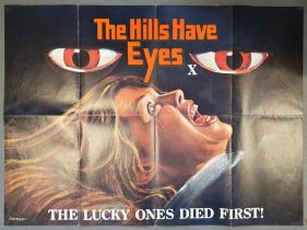 Folded UK advance quad film poster (40"x30") for the Hills Have Eyes [1978] (art by Tom Chantrell; f