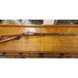 Antique Flintlock Muzzleloader Rifle Gun w/ Russian or possibly Indian detail to Barrel