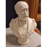 Antique WT Copeland & Sons Parian Ware Bust of King Edward VII - marked May 1876 and sculpted by LA