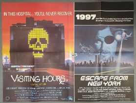 Folded UK quad double-bill film poster (40"x30") for Visiting Hours / Escape From New York (1982) (e