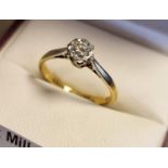 Vintage 18ct Gold, Platinum & Diamond Solitaire Engagement Ring - size K+0.5, 2g