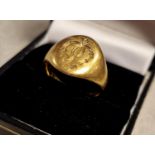 18ct Gold (Birmingham) Signet Ring - size M+0.5, 10.9g