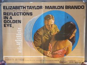 Folded UK quad film poster (40"x30") for Reflections in a Golden Eye [1967] (tapemarks to top-right,