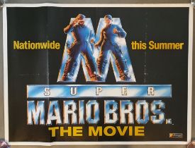 Folded UK advance quad film poster (40"x30") for Super Mario Brothers [1993] (light foldwear)