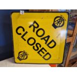 AA Automobile Association Metallic Enamel Road Closed Warning Sign/Advertising Sign - Automobilia In