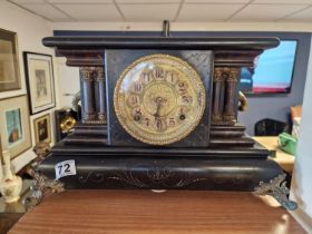 Antique American 1880s Art Nouveau Faced L Gilbert Clock Company Wooden Mantel Clock - 42x27.5x20cm