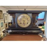 Antique American 1880s Art Nouveau Faced L Gilbert Clock Company Wooden Mantel Clock - 42x27.5x20cm