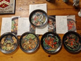 Set of Five 1988 Russian Legends Lukomorya Decorative Plates