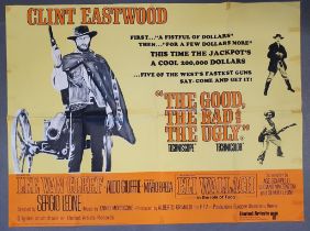 Folded UK quad film poster (40"x30") for the Good, the Bad and the Ugly [1968; rerel. 1970s] (tapema