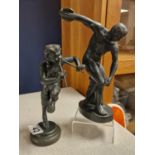 Pair of Bronze Figures inc Myron Greek Discus + a Faun (Mr Tumnus from Lion, Witch and The Wardrobe)
