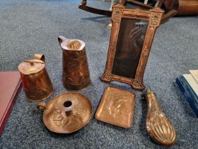 Group of Antique Decorative and Arts & Crafts Copper Pieces, poss Newlyn School