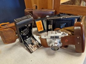 Collection of Three Vintage Photographic Cameras inc Ensign and Kodak
