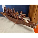 Early Wooden Carved Tribal Kenyan African Dragon Boat Figure - length 85cm