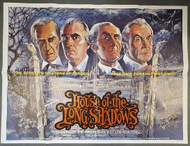 Folded UK quad film poster (40"x30") for House of the Long Shadows [1983] (signed by Richard Todd to