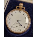 1924 Swiss 9ct Vertex Gold Pocketwatch, with inscription to Ovenden Mechanics Institute - case in VG