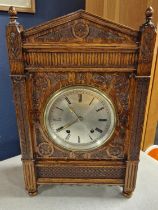 Early Well Carved German Black Forest Winterhalder & Hofmeier W&H Mantel Clock - 45.5cm high