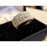 Large 9ct Gold & Diamond Cluster Eternity Ring - size S+0.5, 3.85g