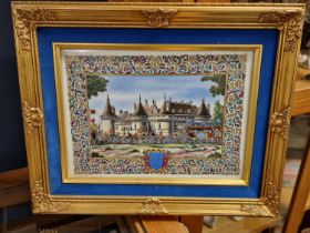 Framed 1970's Paint on Porcelain French Art by Jean Gradassi (1907-1989)