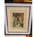 1987 Framed and Hand Signed Print of 'St Marys Church, Swinton' by Harold Riley (1934-2023) - 53x63c
