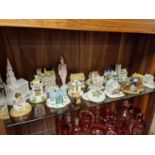 One Shelf of Various Ceramics and Pottery inc Wind in the Willows Figure + Coalport Cottages