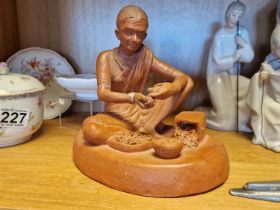 Vintage Indian or Sri Lankan Terracotta Pottery Figure of a Lady