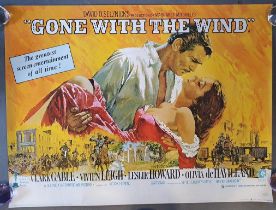 Folded UK quad film poster (40"x30") for Gone With the Wind [1939; rerel. 1970s] (excellent)