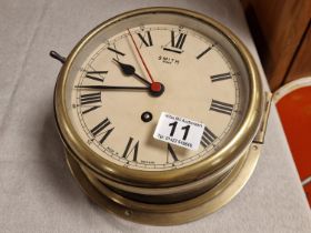 Smith 8-Day Brass Cased Nautical Clock - 22cm diameter