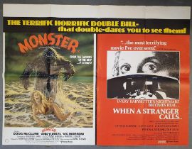 Folded UK quad double-bill film poster (40"x30") for Monster / When a Stranger Calls (1980) (slight