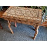 Mid-Century North African/Persian Inlaid Games Table - height 63cm, 60x60cm top