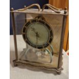 Art Deco Brass & Glass Mantel Clock - 23cm high