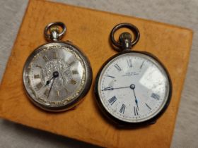 Pair of Antique Ladies Continental 935 and 925 Silver Pocketwatches - total weight 66.5g