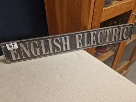 Vintage English Electric Metallic Advertising Sign - 61x9cm