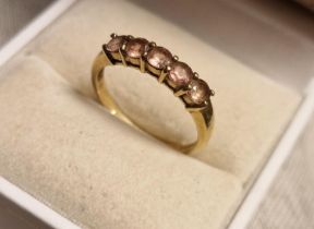 9ct Gold & Pink Topaz Half Eternity Ring, 2g & size O