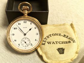 Vintage Gold-Plated Elgin Keystone Pocket Watch