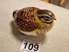 Royal Crown Derby Sparrow/Finch Imari Paperweight - 11cm long