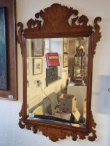 Antique Walnut Bevelled Edge Mirror - 97x58cm