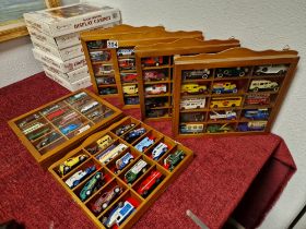 Group of Six Full Berkertex Display Cabinets w/Die Cast Trucks and Advertising Vans