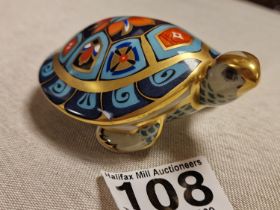 Royal Crown Derby Terrapin Imari Paperweight w/ Gold Stopper - 10.5cm long