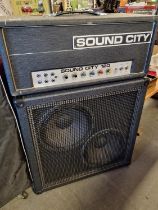 Sound City 120 watt Guitar Valve Amplifier Head & Twin Speaker Cabinet - Total 96cm high x 65cm acro