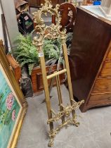 Large Edwardian Brass Easel, Rococo-Style - 114cm tall