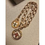 9ct Gold Double-Ended Pocket Watch Chain and Fob inc West Riding County Morley AFC Medal - total wei